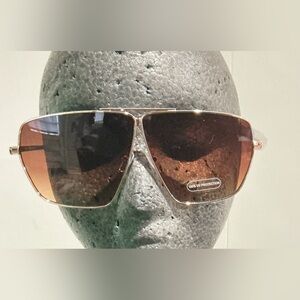 Fashion Nova Brown Aviator Gold Rimmed Sunglasses